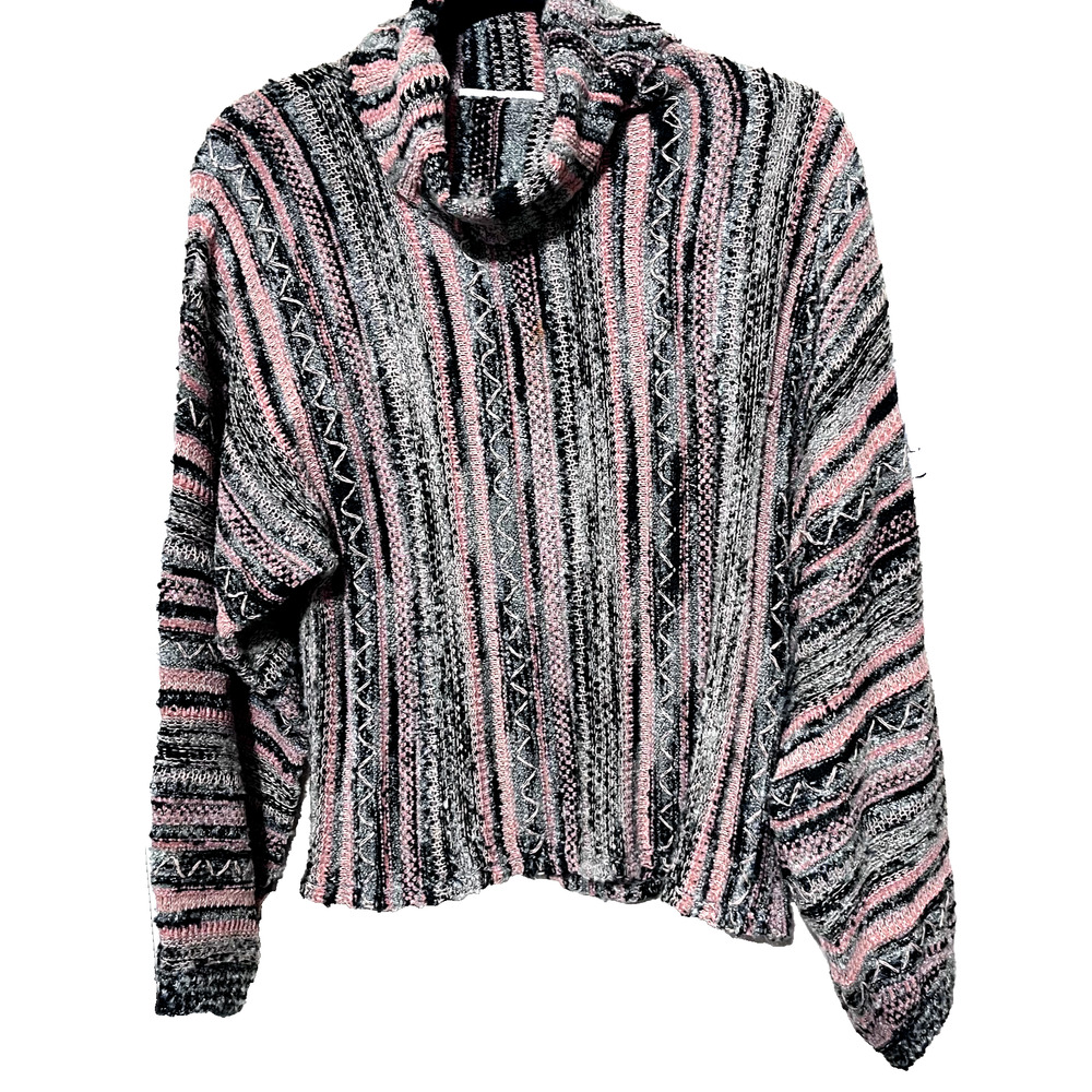 Knox Rose Womens‎ Sweater Textured 3D Knit Cowl neck multi color sz S
